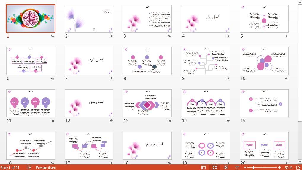 زیباترین قالب پاورپوینت حرفه ای گل